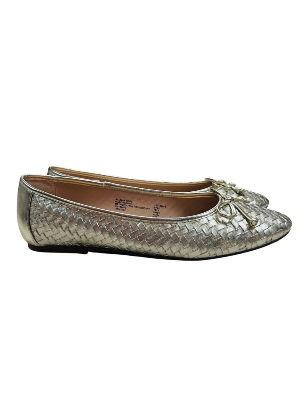 Metropolitan View Lindsay Metallic Gold Woven Ballet Flat Office Party 10